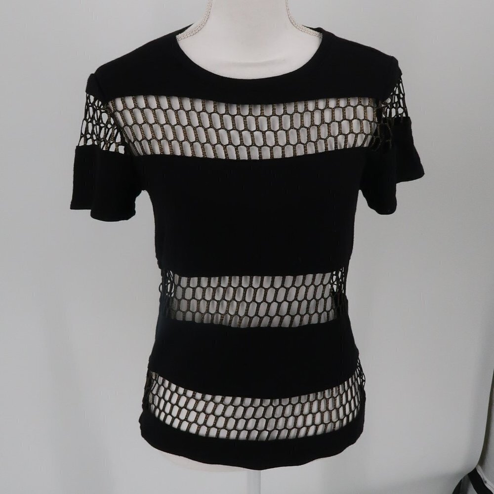 Benjamin Jay Black Gold Perforated Style T-Shirt Size Medium